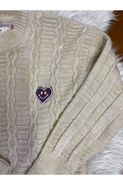 skycott pulover tricotat fetita culoare violet cu detaliu inima