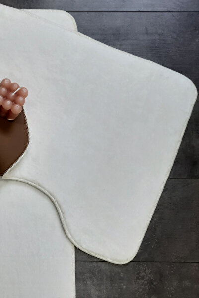 Dokumacıoğlu Σετ χαλάκι μπάνιου Ultrasoft Flat 2 τεμαχίων, χαλί, αντιολισθητική βάση που πλένεται στο πλυντήριο Σετ καθίσματος τουαλέτας