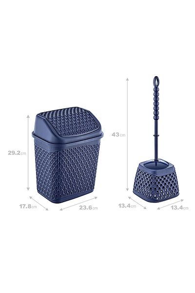 Smartware Κάδος απορριμμάτων Navy Blue Katre και βούρτσα τουαλέτας