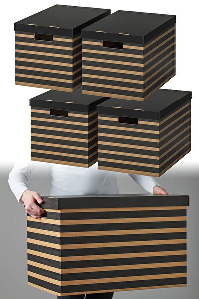 Binbirreyon Kapaklı Saklama Kutusu Seti 4 Adetli Set Taşınma Arşiv Kiler Kutu...