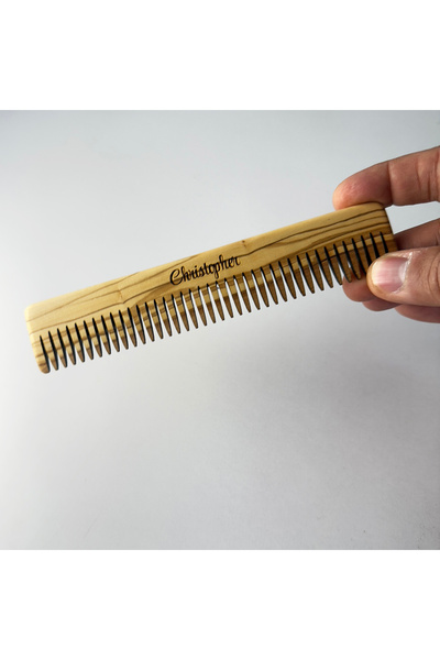 egedeneve Kişiye Özel Ahşap Sakal Tarağı - El Yapımı Zeytin Ağacı Saç Tarağı,...