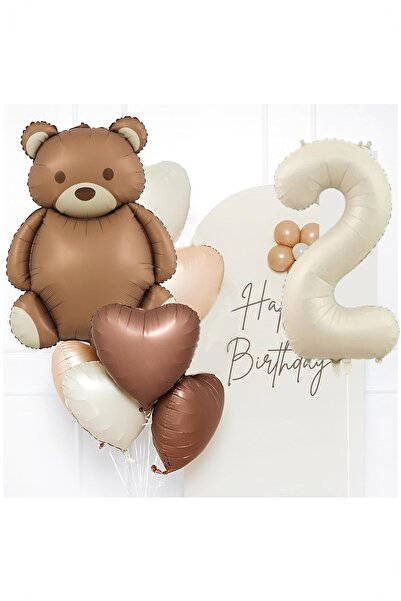 Partile Yaş Retro Krem Doğum Günü Seti: Krem Rakam Folyo, Banner, Kalp Folyo ...