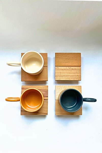 Bag The Joy بقايا - 4 قطع خام من الدرجة الأولى طقم حاملات أكواب مصنوعة يدويًا...