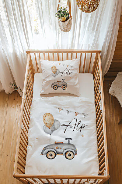 Astral Baby %100 Pamuk Saten Isme Özel Isimli Park Yatak Nevresim Takımı (70X...