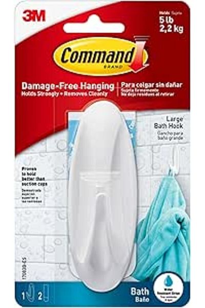 COMMAND 3M COMMAND™ DESIGNER HOOK WITH BATH STRIPS LARGE 17083B 1HK+2S/ PK