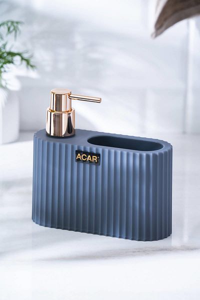 ACAR Astoria Acrylic Liquid Soap Dispenser with Sponge Tank - Gray/Bronze