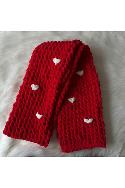 Home Puffy Plush Knitted Scarf - Women