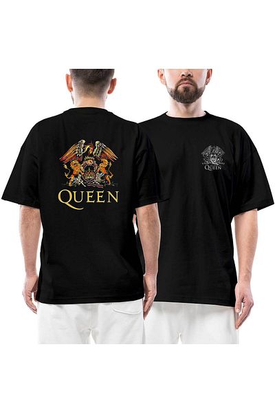 Z zepplin Tricou oversize negru cu imprimeu Queen față și spate