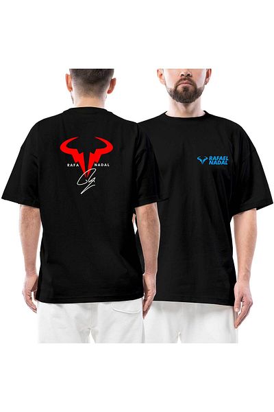 Z zepplin Μπλουζάκι Rafael Nadal με στάμπα μπροστά πίσω μαύρο oversize