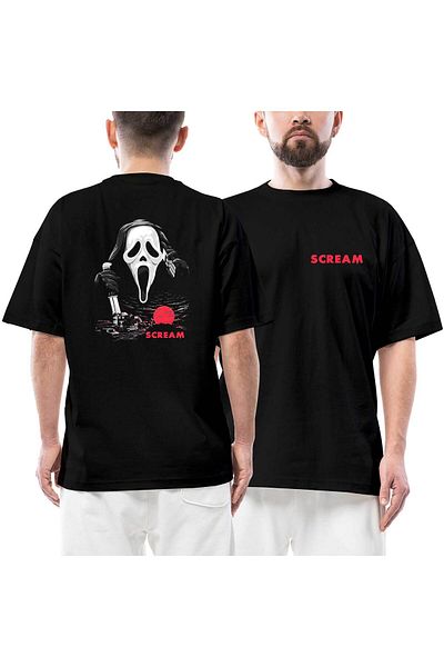 Z zepplin Scream Town Μπροστινό Πίσω Μπλουζάκι με στάμπα μαύρο Oversize