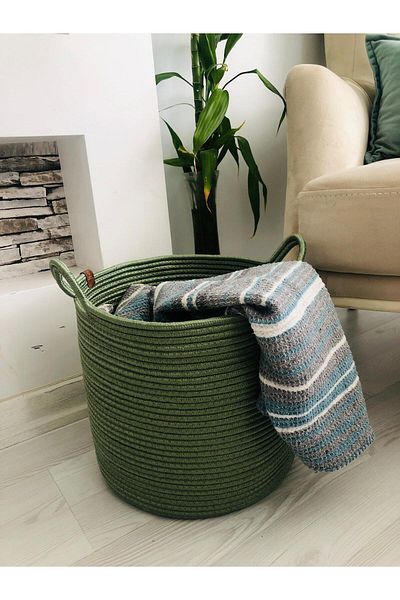 ModaCardin 25X25 Wicker Basket - Toy and Flower Pot Organizer