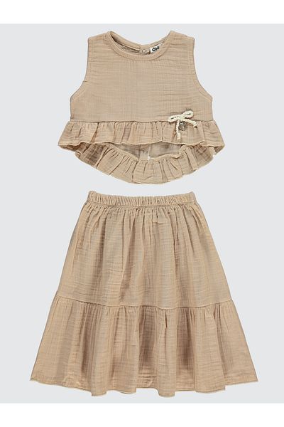 Civil Girls 2-5 Years Old Girl Beige Suit Set