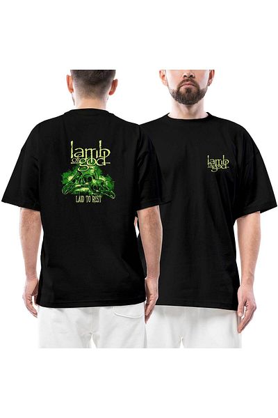 Z zepplin Μπλουζάκι Lamb Of God Genre Μπροστινό Πίσω Μαύρο Μπλουζάκι Oversize