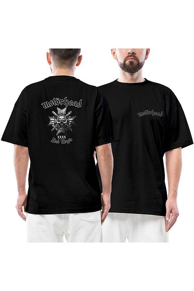 Z zepplin Motörhead Bad Magic Μπροστινό Πίσω Μπλουζάκι με στάμπα μαύρο Oversize