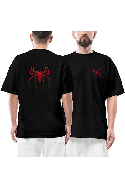 Z zepplin Spider-Man μπροστινό και πίσω εμπριμέ μεγάλου μεγέθους πουλόβερ από βαμβάκι