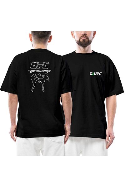 Z zepplin Ufc Kick Front Back Printed Black Oversize T-Shirt