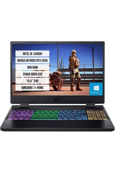 ACER AN515-58 NH.QMZEY.005 I5-12450H 8gb Ddr5 256GB SSD RTX2050-4GB 15.6'' 144Hz Windows 11 Home