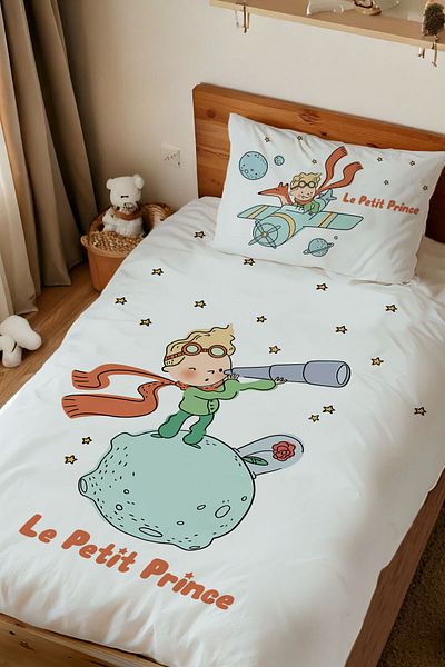 Homamia Set cuvertură de pilota unică - 100% bumbac, imprimat personalizat, Micul Prinț