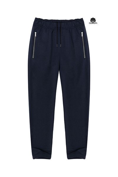 Cottonland Men's Modena - Medium Thickness, Zip-Up Elastic Cotton Trousers Dark Blue