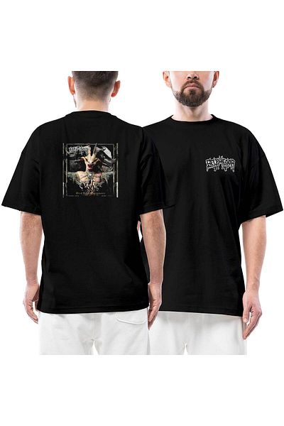 Z zepplin Belphegor Blood Magick Necromance Μπροστινό πίσω εμπριμέ μαύρο μπλουζάκι μεγάλου μεγέθους