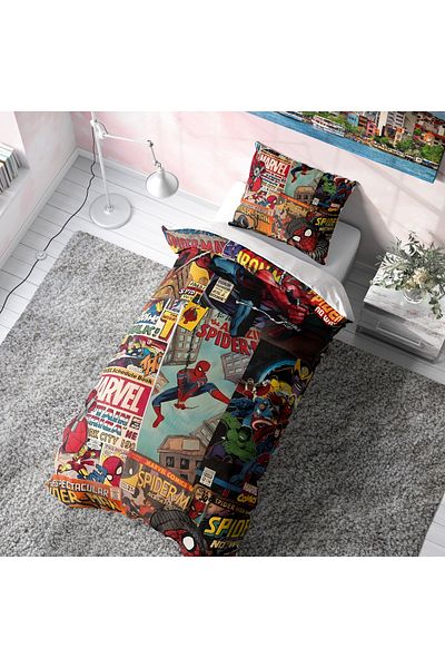 Viadela Spiderman Themed Red Duvet Cover Set (Without Sheets)