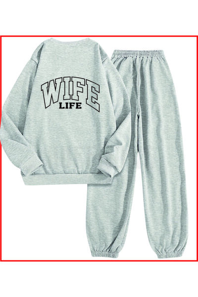 HOFFNUNG FULL SWEATSHIRT  WIFE LIFE NEW GREY oversize sportswear