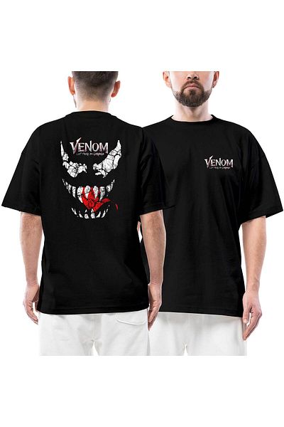 Z zepplin Venom Let There Be Carnage Front Back Printed Black Oversize T-Shirt