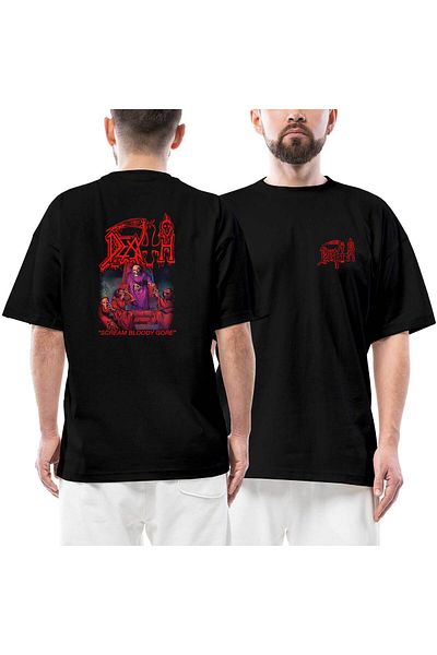 Z zepplin Death Scream Bloody Gore Μπροστινό πίσω εμπριμέ μαύρο μπλουζάκι υπερμεγέθους