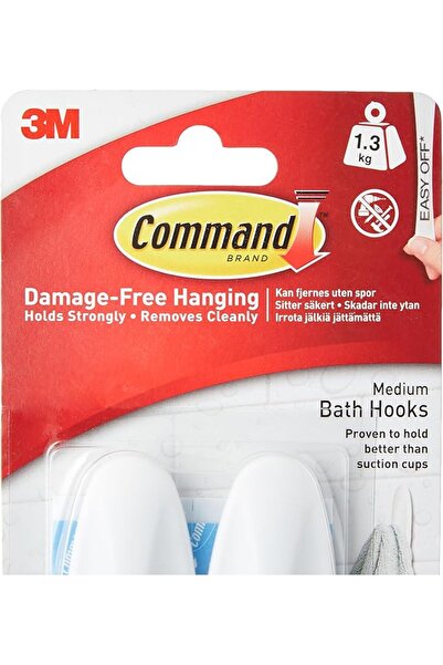 COMMAND 3M COMMAND™ DESIGNER HOOK WITH BATH STRIPS MEDIUM 17081B 2HKS+4S/PK