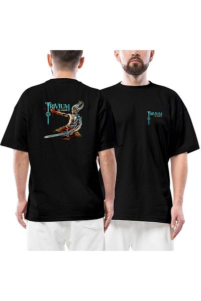 Z zepplin Μπλουζάκι Trivium The Crusade μπροστινό πίσω με στάμπα μαύρο oversize