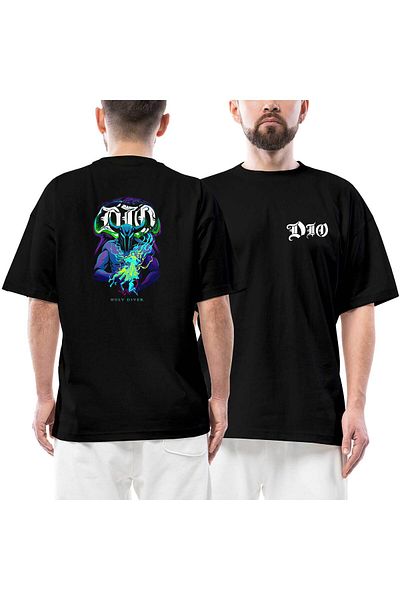 Z zepplin Μπλουζάκι Dio Holy Diver μπροστινό πίσω εμπριμέ μαύρο oversize