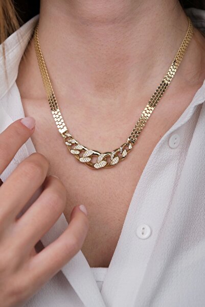 Güzide Kuyumcu Güzide 14 Ayar Altın Taşlı Gurmet Zincir Kolye 383