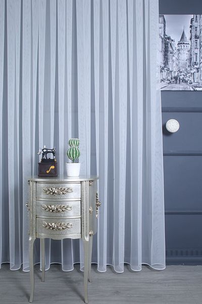 PERDECITY Honeycomb Floor Don't Love Ironing Suitable for All Rooms Plain Greek Tulle Curtain Tight Pleat 1/3