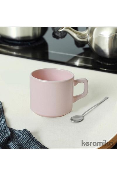 Keramika 6 Pieces Light Pink 8 cm Stackable Teacup