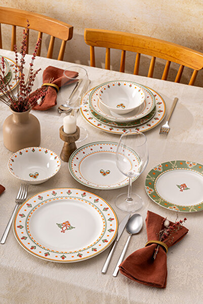 Emsan New Bone Ethnic 24 Parça 6 Kişilik Yuvarlak Yemek Takımı