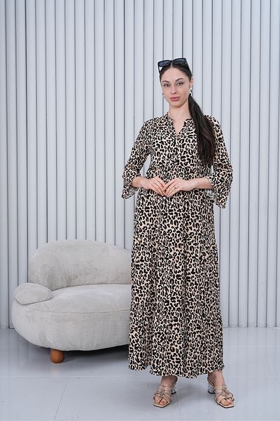 Miss Dünya Lissa Γυναικείο φόρεμα με γιακά Judge με κουμπιά μακριά υφαντά