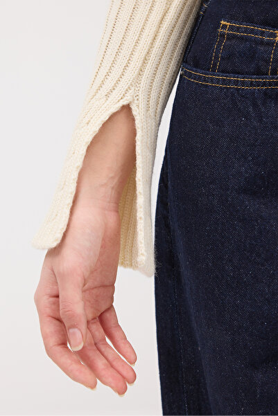 Addax Kayık Yaka Fermuarlı Triko Hırka H1427