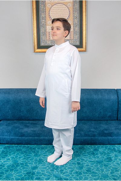 ihvanonline White Boy's Afghan Suit - Hajj Umrah and Judge Collar