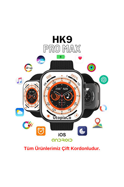 Teknotopia HK9 Pro Plus Pro Max Akıllı Saat Amoled Ekran 45mm Gen4 Bluetooth ...