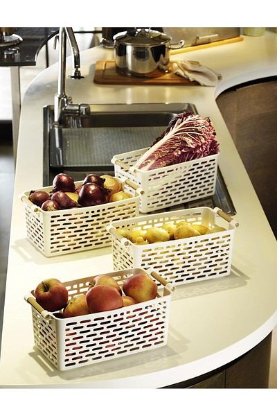 STOREMAX Multi-Purpose Organizer Basket with Handle - Inside Cabinet & Drawer Organizer Basket White, 241218100