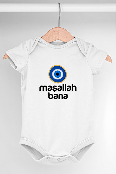 Gleamy Bebek Body Unisex Maşallah Bana Nazar Desen %100 Pamuk Nefes Alabilir ...