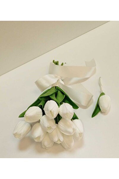 Dekora Çiçek Islak Lale Nikah Nişan Söz Gelin Buketi & Yaka Çiçeği