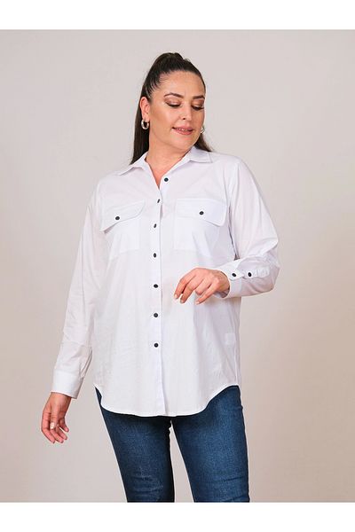 Lady Majestic Cămașă de damă din bumbac mărime mare - 44131