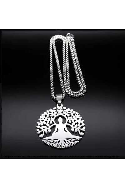 ORGANICYOU Fashion Stainless Steel Tree of Life Meditation Buddha Yoga Neckla...