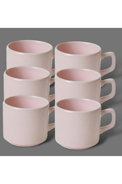 Keramika 6 Pieces Light Pink 8 cm Stackable Teacup