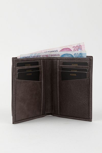 Fossil Boxed Genuine Leather Black Men's Hand Portfolio Card Holder Wallet with Extra Card Holder