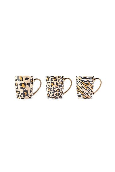 Karaca Leopard Patterned 3-Pack Mug 360 ml