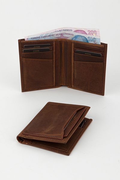 Fossil Boxed Genuine Leather Black Men's Hand Portfolio Card Holder Wallet with Extra Card Holder