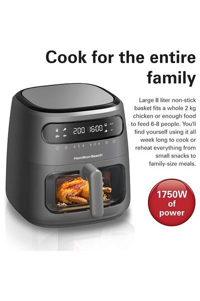 Hamilton Beach 1750W Ergonomic Design Digital Air Fryer 8 Liter