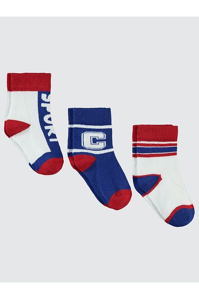 Civil Boys Boy's 3-Piece Socks 3-11 Years Red